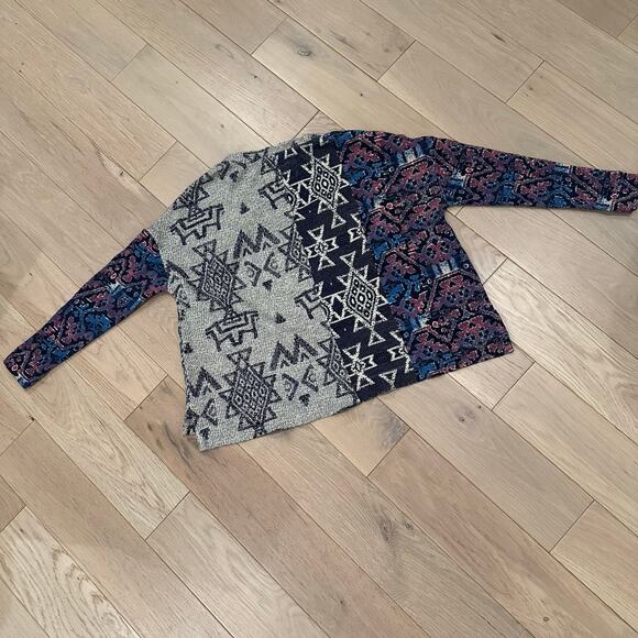Anthropologie Pilcro Moira Thermal Waffle Knit v-neck Pullover Aztec Tribal XS - Picture 5 of 7